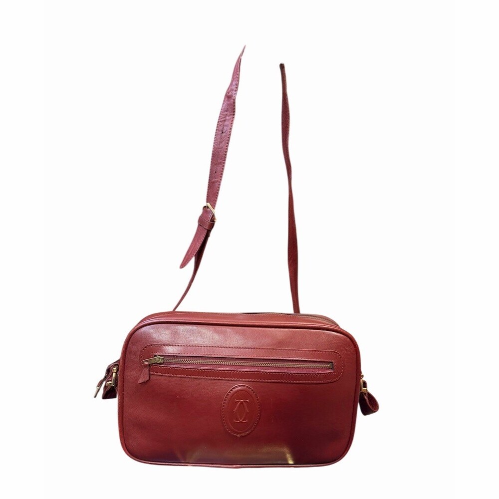 Cartier Must de Cartier Crossbody Shoulder Bag Bordeaux Front Zip Pocket